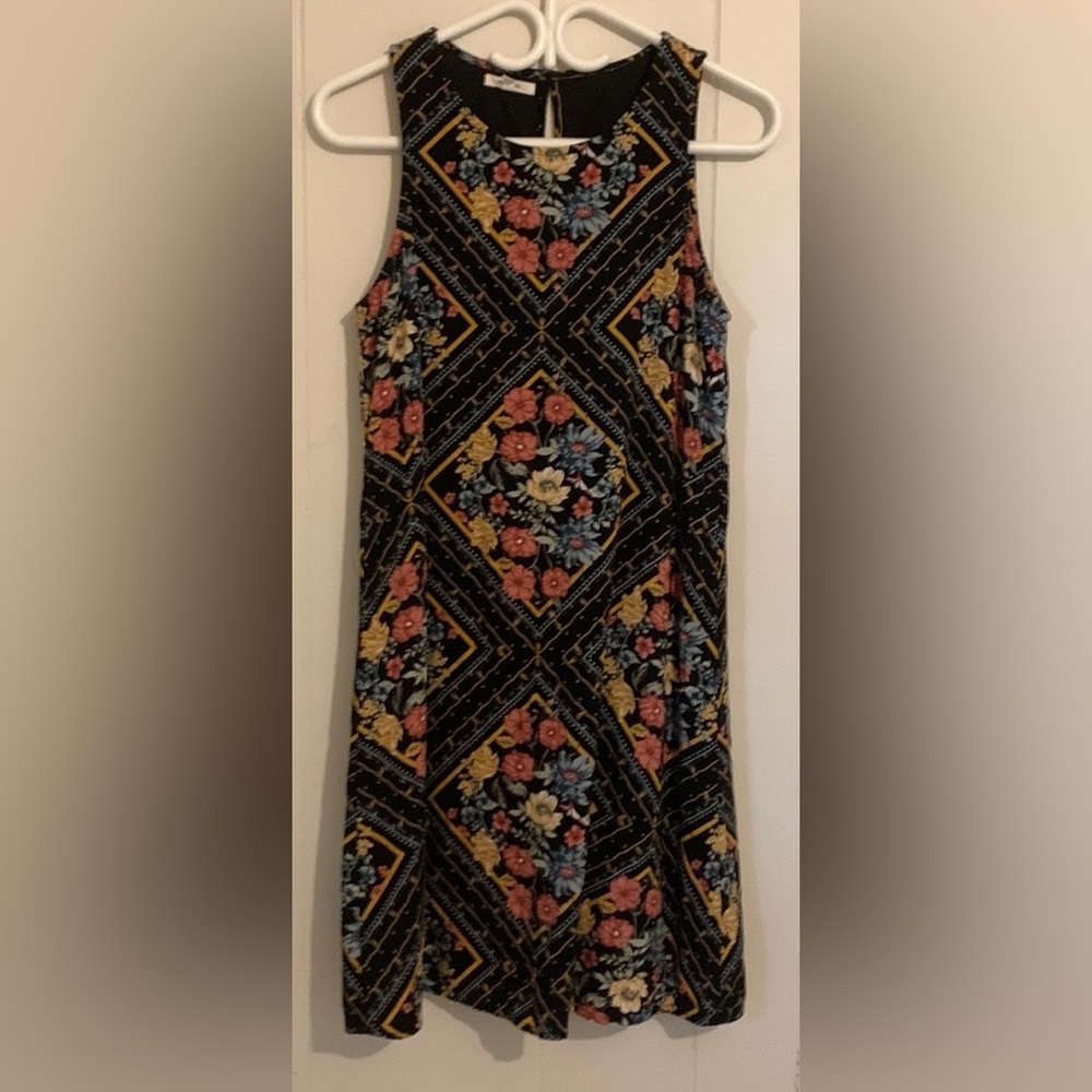 2 for $30 Maurices Black Floral Geo Print Sleeveless Lined Mini Shift Dress XS